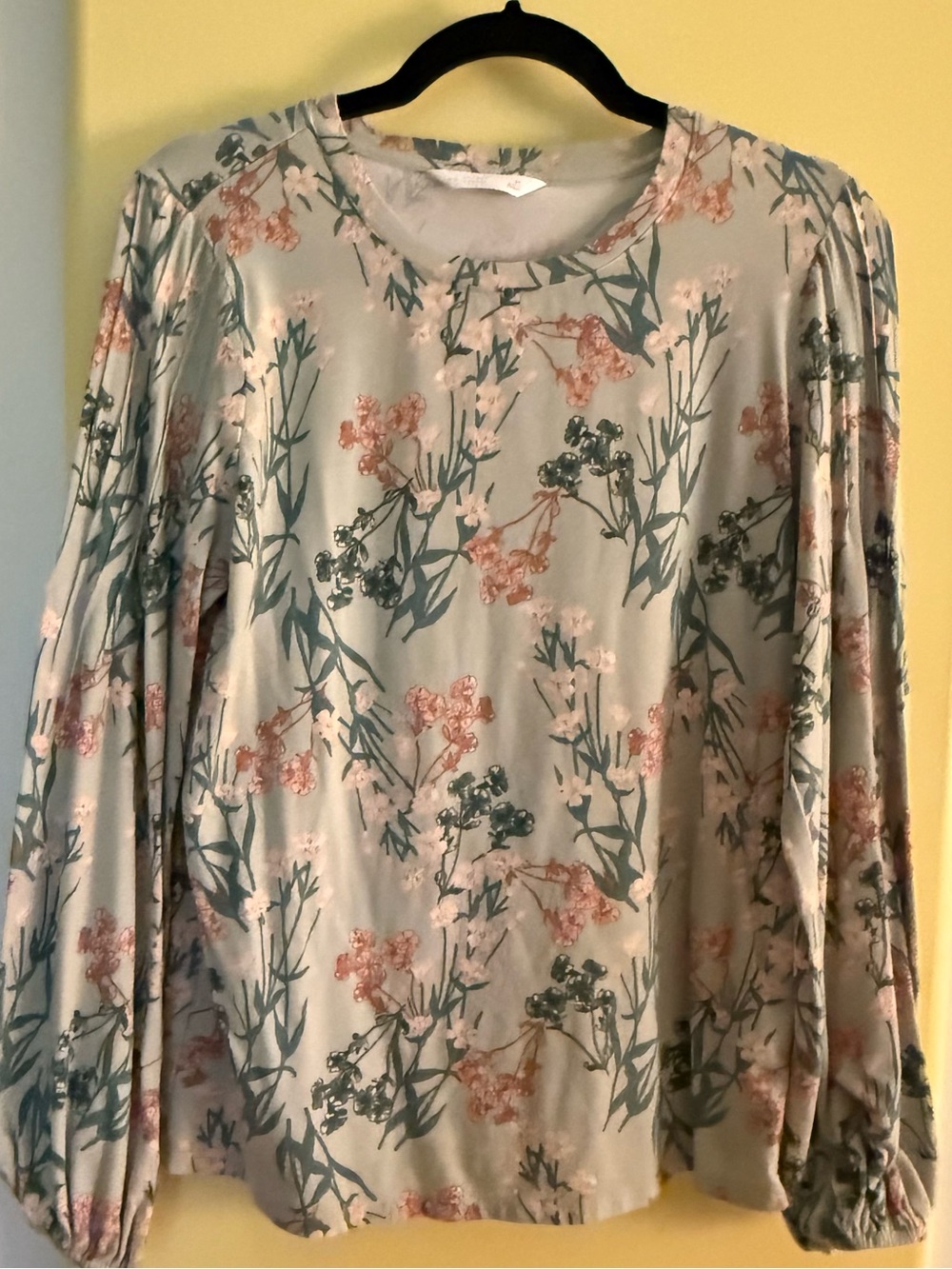 LC Lauren Conrad Floral Long-Sleeve Blouse in Sage and Dusty Rose